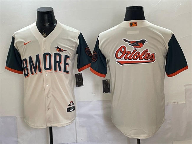 Men's Baltimore Orioles Team Big Logo Natural 2026 City Connect Stadium Stitched Baseball Jersey